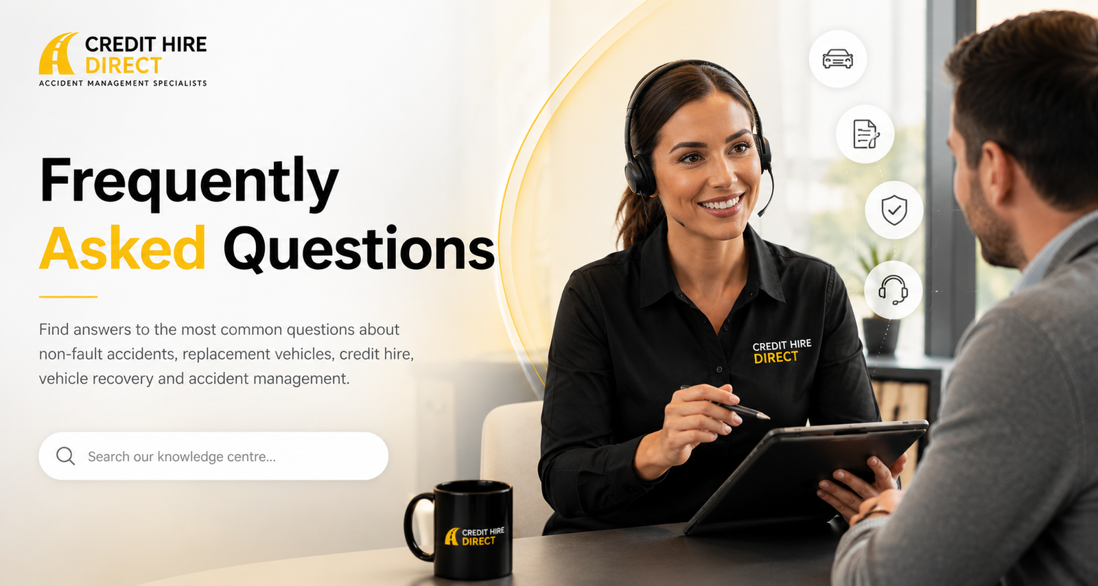 Credit Hire Direct advisor helping a driver with their non-fault accident claim
