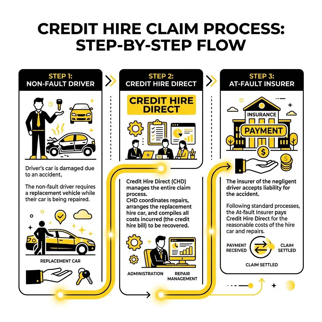Credit Hire Claim Flow Infographic Diagram